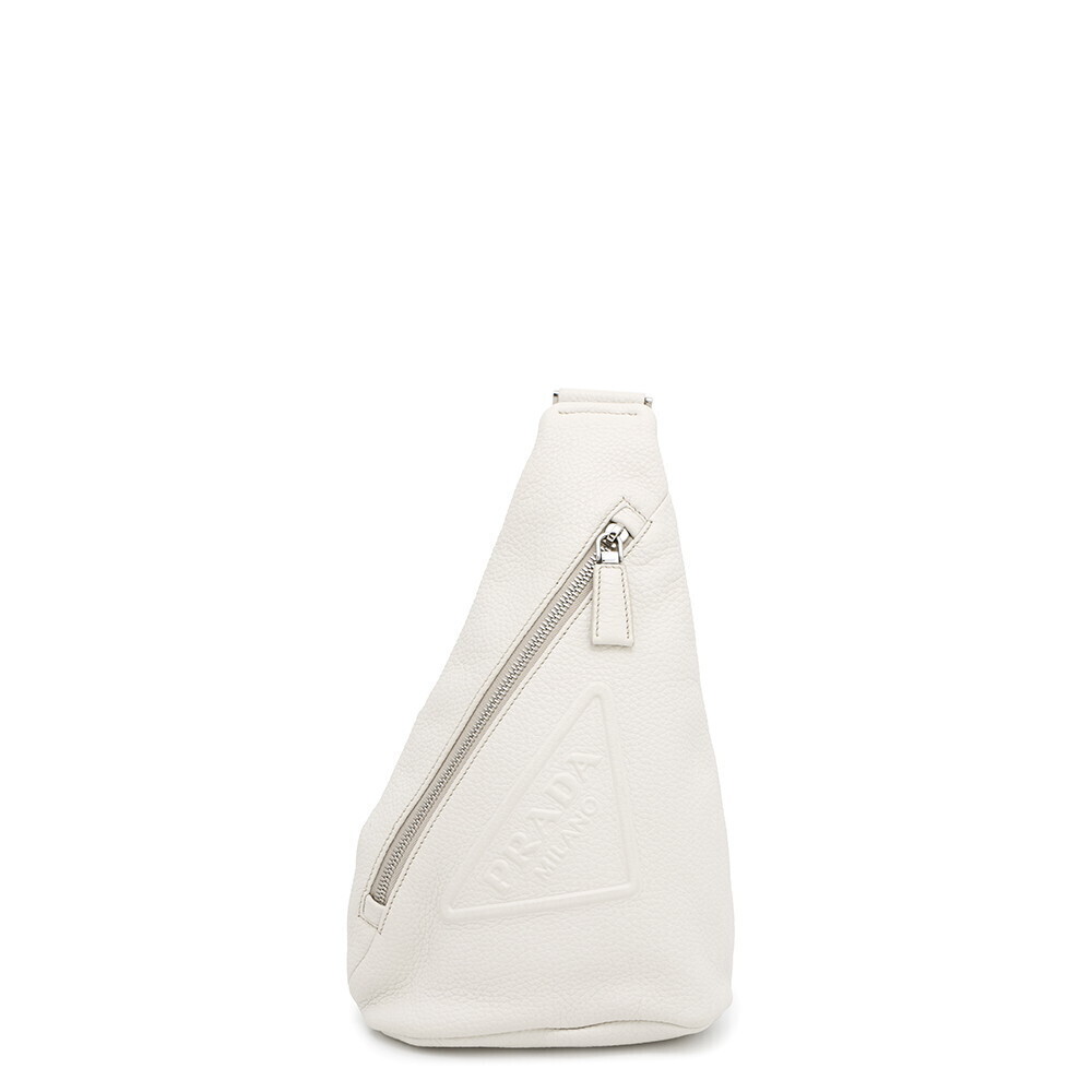 PRADA Triangle Logo Leather Body Bag White - Picture 1 of 7